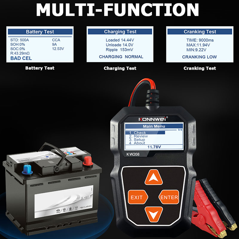 KONNWEI KW208 Tester akumulato – Power Tools English recenzja i cena