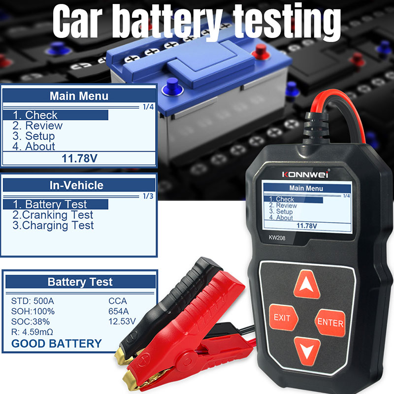 KONNWEI KW208 Tester akumulato – Power Tools English recenzja i cena